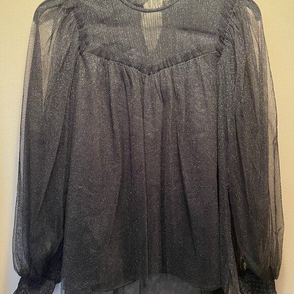 All Saints Sheer Black Blouse - Picture 4 of 10